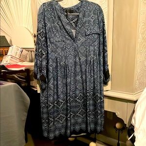 New Directions Blue Patterned Dress
